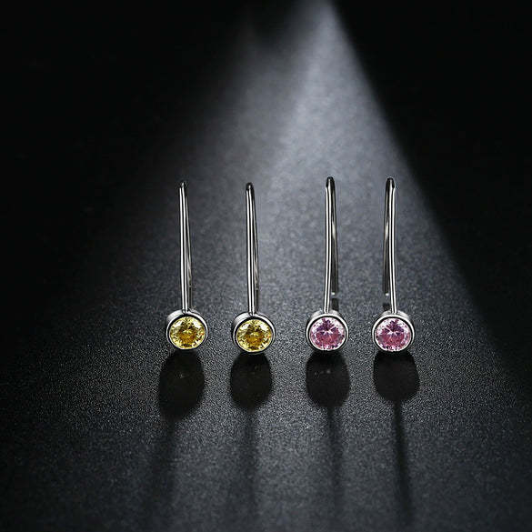 Women's Long Geometric Zircon Fishhook Earrings In Electroplated Copper Fashion Statement Ear Jewelry Wholesale