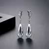 Women's Long Geometric Zircon Wedding Earrings Electroplated Copper Microinlay Dangle Earrings For Bridal Wear