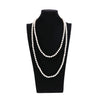 Women's Long Pearl Necklace With Geometric Design Polished Finish And Ball Chain Fashion Jewelry