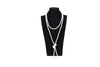 Women's Long Pearl Necklace With Geometric Design Polished Finish And Ball Chain Fashion Jewelry