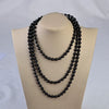 Women's Long Pearl Necklace With Geometric Design Polished Finish And Ball Chain Fashion Jewelry