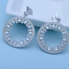 Women's Long Round Copper Zircon Drop Earrings With Electroplated Retro Statement Design
