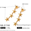 Women's Long Stainless Steel Earrings With Conch Shell Starfish Geometric Design And 18K Gold Vacuum Plated Finish