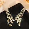 Women's Long Tassel Goldtone Sequin Zircon Drop Earrings Electroplated Exaggerated Light Luxury Statement Jewelry