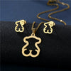Women's Love Hollow Smooth Pendant Necklace Earrings Clavicle Chain Jewelry Small Set In Gold Stainless Steel With Heart Water Drop Bell Patterns And Polish Processing