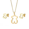 Women's Love Hollow Smooth Pendant Necklace Earrings Clavicle Chain Jewelry Small Set In Gold Stainless Steel With Heart Water Drop Bell Patterns And Polish Processing