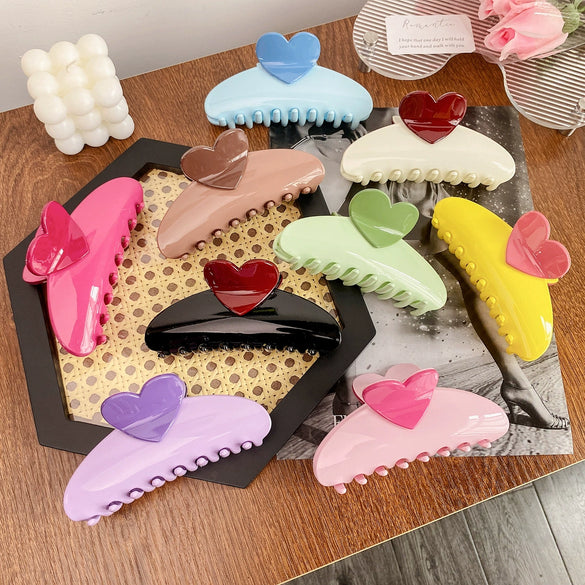 Women's Love Style Plastic And Resin Handmade Hair Shark Clip Hair Accessories