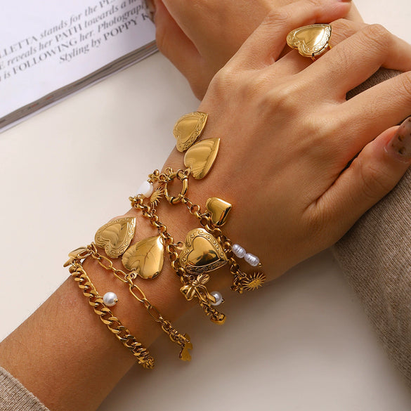 Women's Love Titanium Steel Bracelet With Geometric Design Electroplated Light Luxury High End Jewelry