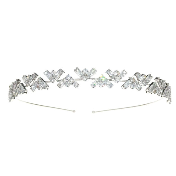 Women's Lovely Zircon Flower Headband With Fairy Inspired Geometric Plaid Inlay Details