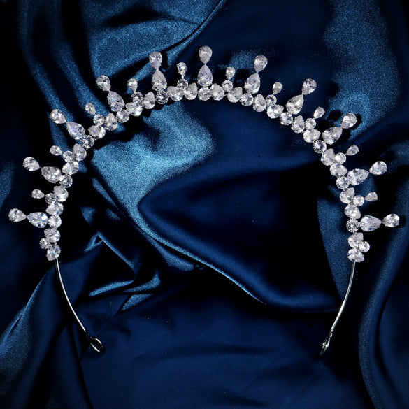 Women's Lovely Zircon Flower Headband With Fairy Inspired Geometric Plaid Inlay Details