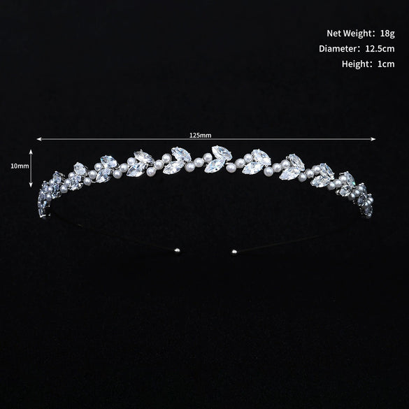 Women's Lovely Zircon Flower Headband With Fairy Inspired Geometric Plaid Inlay Details