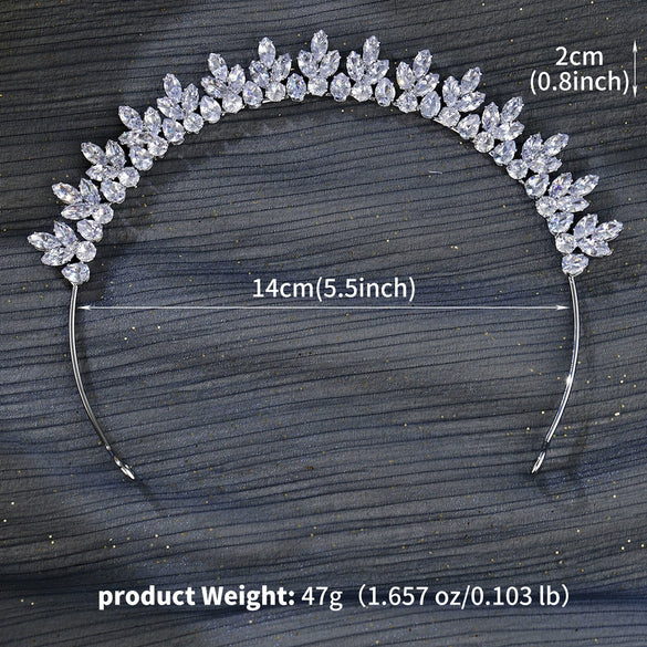 Women's Lovely Zircon Flower Headband With Fairy Inspired Geometric Plaid Inlay Details