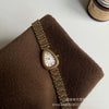 Women's Luxury Alloy Case Snake Chain Watch With Ordinary Glass Mirror And Special Shape Dial