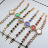 Women's Luxury Chalcedony Bracelet Watch With Diamond Embedded Alloy Case Stainless Steel Strap Round Dial Quartz Watch