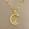 Women's Luxury Fashion Geometric Style Titanium Steel Necklace With Electroplating And Moon Rabbit Design