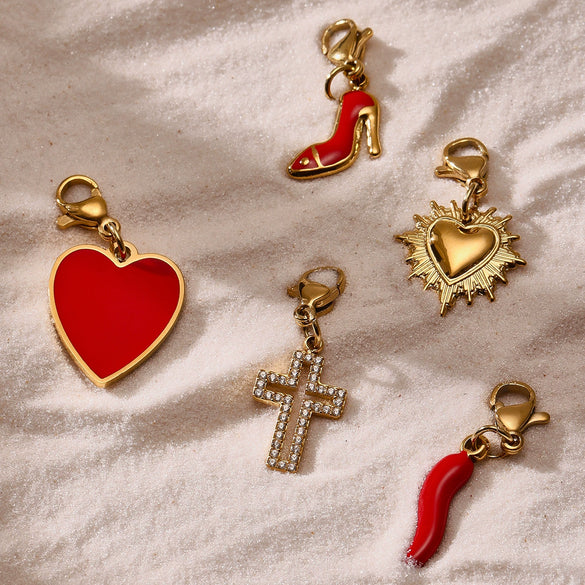 Women's Luxury Ferris Wheel Heart Cross Necklace With Geometric Pattern Made Of Stainless Steel Zircon Enamel Glaze And Titanium Steel Electroplated