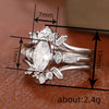 Women's Luxury Geometric Marquise Copper Zirconia Ring Threepiece Set Engagement Wedding Jewelry