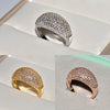 Women's Luxury Geometric Zircon Ring Gold Plated Brass And White Steel With Full Stone Inlay Fashion Jewelry