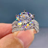 Women's Luxury Group Inlaid Ring Copper Zircon Elegant Geometric Style