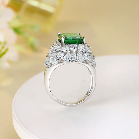Women's Luxury Heavy Industry Ring With High Carbon Diamond And Ice Flower Pattern Made Of S925 Sterling Silver And 8A Zircon