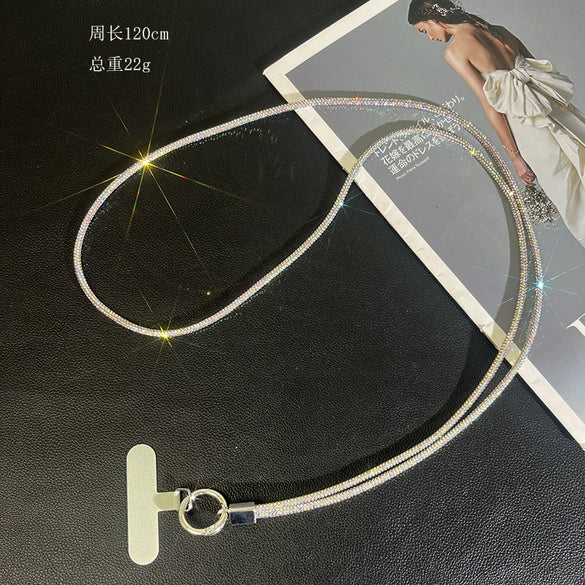 Women's Luxury Highgrade Crystal Diamond Chain Halter Phone Case Hanging Ornaments With Crossbody Chain Electroplated Design