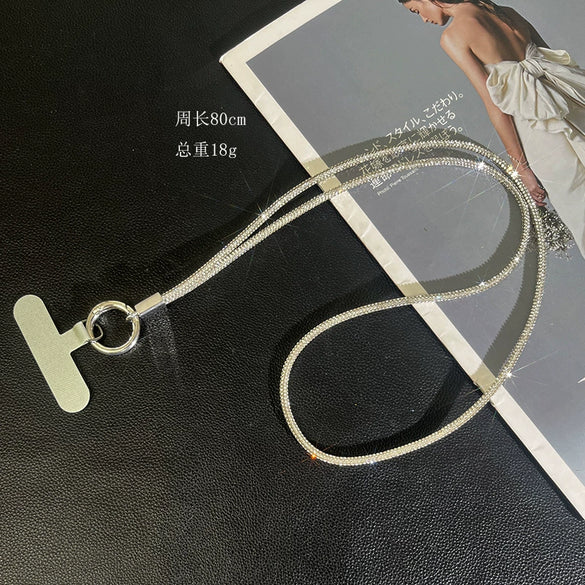 Women's Luxury Highgrade Crystal Diamond Chain Halter Phone Case Hanging Ornaments With Crossbody Chain Electroplated Design