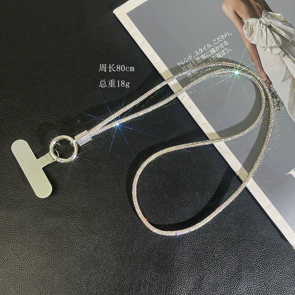 Women's Luxury Highgrade Crystal Diamond Chain Halter Phone Case Hanging Ornaments With Crossbody Chain Electroplated Design