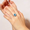 Women's Luxury Jewelry S925 Sterling Silver Oval Ring With High Carbon Diamond And Aquamarine Raydean Cut Geometric Style