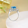 Women's Luxury Jewelry S925 Sterling Silver Oval Ring With High Carbon Diamond And Aquamarine Raydean Cut Geometric Style