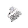 Women's Luxury Leaf Geometric Alloy Ring With White Zircon Inlay Electroplated Engagement Style Jewelry