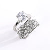 Women's Luxury Leaf Geometric Alloy Ring With White Zircon Inlay Electroplated Engagement Style Jewelry