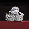 Women's Luxury Leaf Geometric Alloy Ring With White Zircon Inlay Electroplated Engagement Style Jewelry