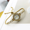 Women's Luxury Leisure Alloy And Stainless Steel Round Diamondembedded Watch With Spiral Crown And Jewelry Buckle