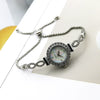 Women's Luxury Leisure Alloy And Stainless Steel Round Diamondembedded Watch With Spiral Crown And Jewelry Buckle