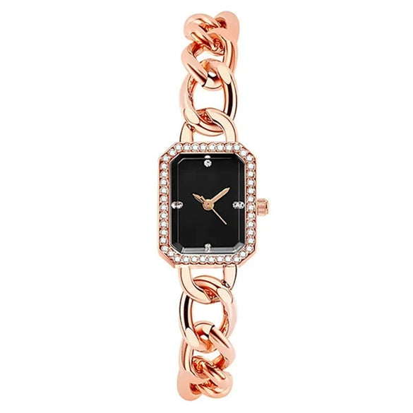 Women's Luxury Leisure Style Quartz Watch With Alloy Case Stainless Steel Strap Square Dial