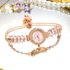 Women's Luxury Quartz Round Alloy Bracelet Watch With Mineral Strengthened Glass Mirror And Jewelry Buckle