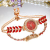 Women's Luxury Quartz Round Alloy Bracelet Watch With Mineral Strengthened Glass Mirror And Jewelry Buckle