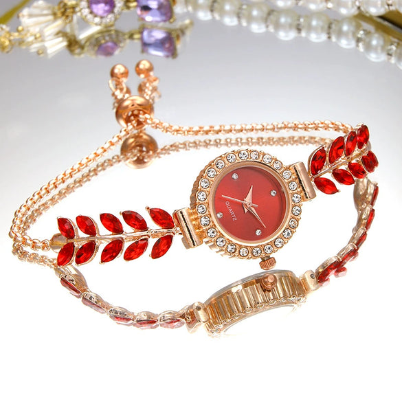 Women's Luxury Quartz Round Alloy Bracelet Watch With Mineral Strengthened Glass Mirror And Jewelry Buckle