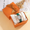 Women's Luxury Snakeshaped Alloy Bracelet Set Fashion Square Dial Jewelry Buckle Rose Gold Buckle