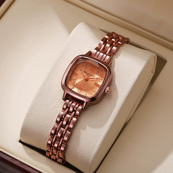 Women's Luxury Square Dial Steel Band Watch Fashion And Simple Design
