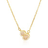 Women's Luxury Stainless Steel And Copper Zircon Necklace Set With Diamonds In Heart Shape And Bow Pattern