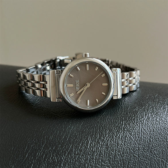 Women's Luxury Steel Band Quartz Watch Gray Silver Simple Elegant Cold Style