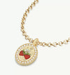 Women's Luxury Strawberry Pattern Titanium Steel Necklace With Pearl Furnace Vacuum Plating 18K Real Gold