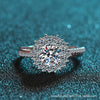 Women's Luxury Wedding Ring S925 Sterling Silver Flower Pattern Electroplated