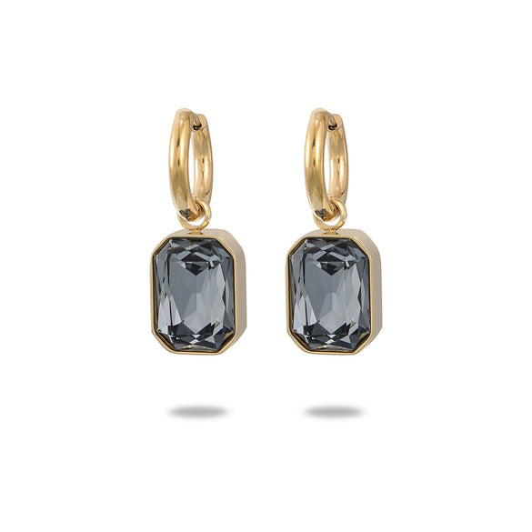 Women's Maillard Style Geometric Stainless Steel Electroplated Square Zircon Titanium Steel Earrings