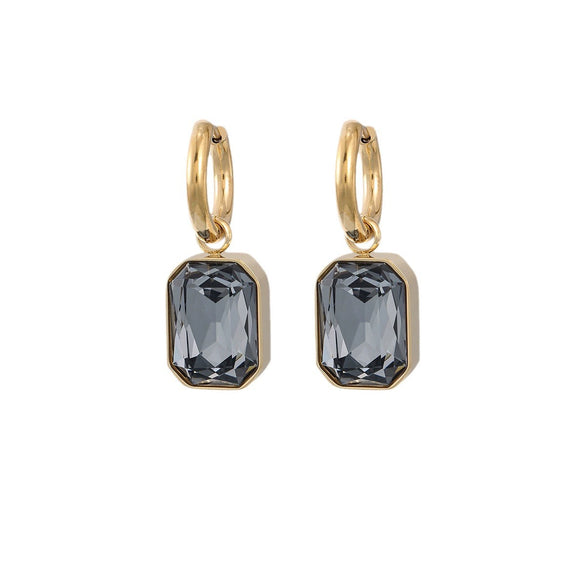 Women's Maillard Style Geometric Stainless Steel Electroplated Square Zircon Titanium Steel Earrings