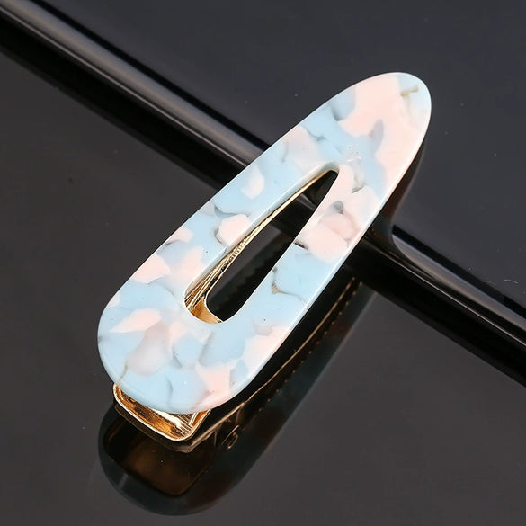 Women's Marble Acetate Hair Clip Set Sculpted Leopard Print Geometric Side Clips For Hair Accessories