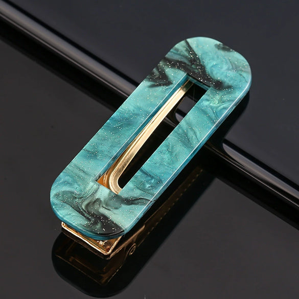 Women's Marble Acetate Hair Clip Set Sculpted Leopard Print Geometric Side Clips For Hair Accessories