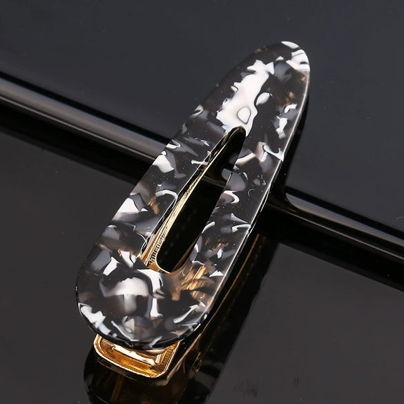 Women's Marble Acetate Hair Clip Set Sculpted Leopard Print Geometric Side Clips For Hair Accessories