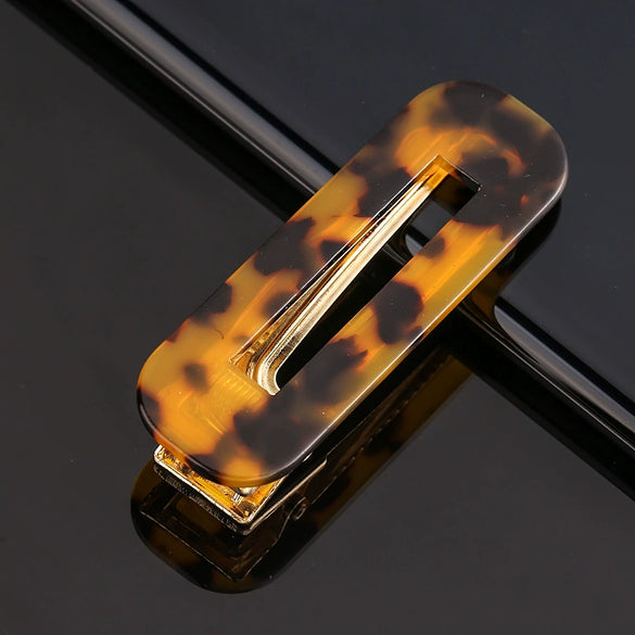 Women's Marble Acetate Hair Clip Set Sculpted Leopard Print Geometric Side Clips For Hair Accessories